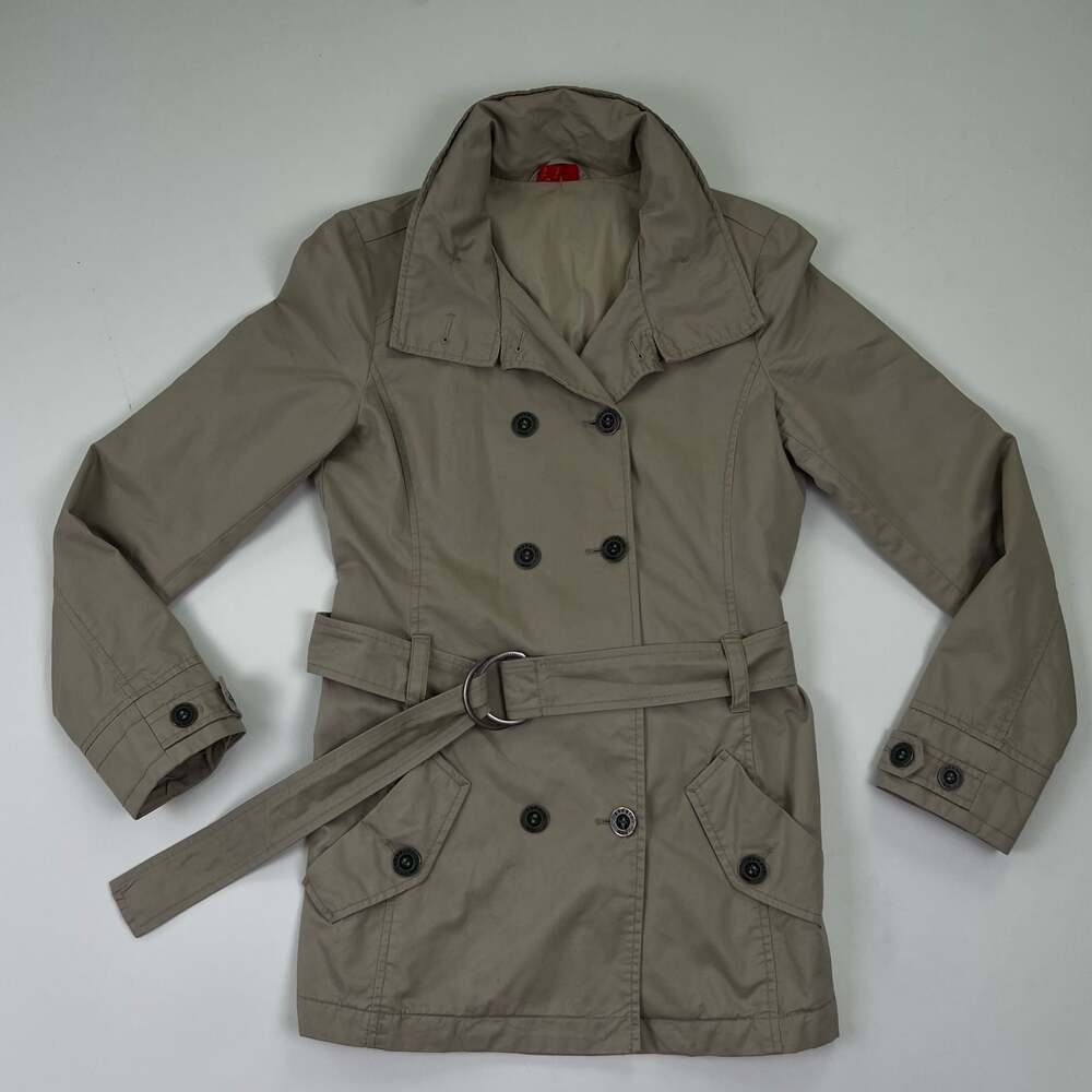 Esprit Women's Tan Double Breasted Belted Trench Coat